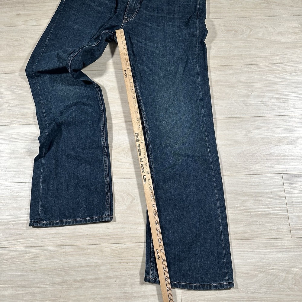 Levi's 527 Jeans Mens 36x32 Blue Denim Low Boot Cut Slim Dark Faded Wash Cowboy - Picture 7 of 9